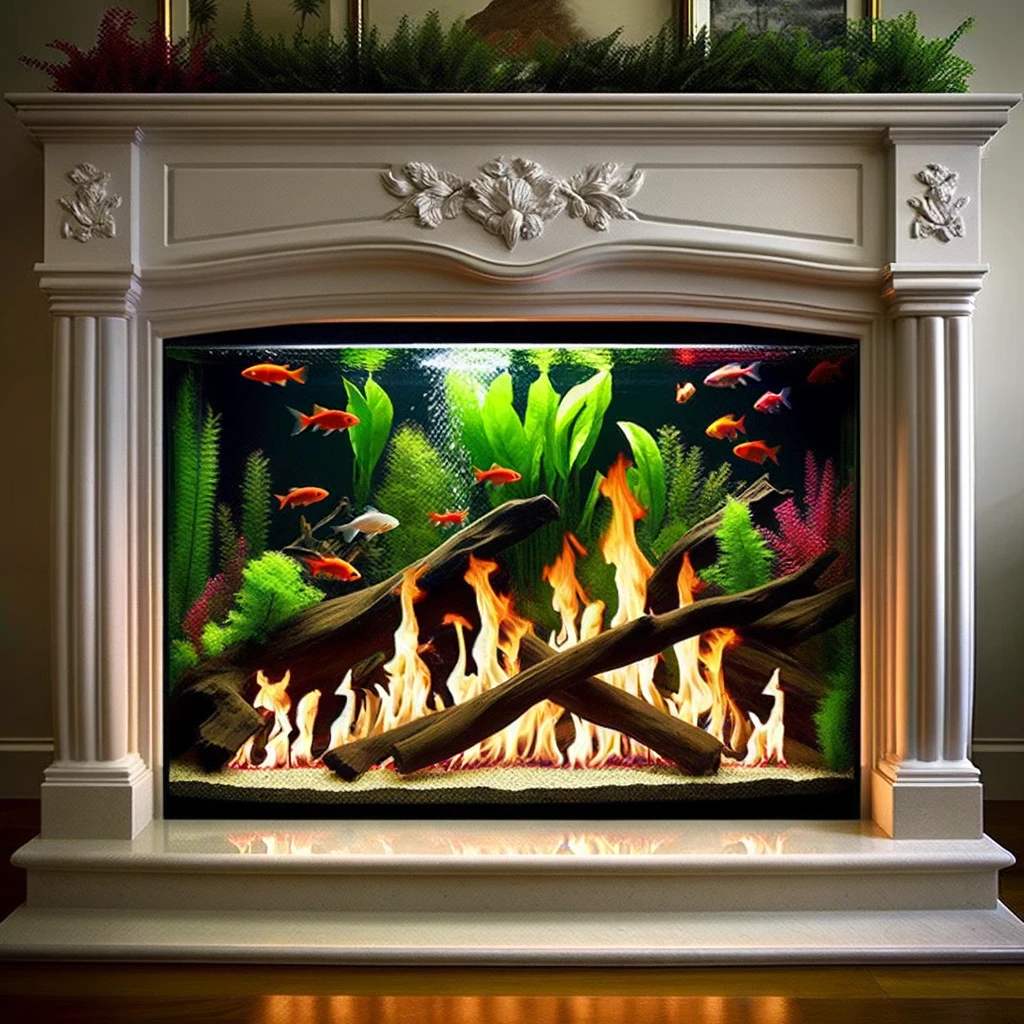 30. Fireplace Mantel Aquarium