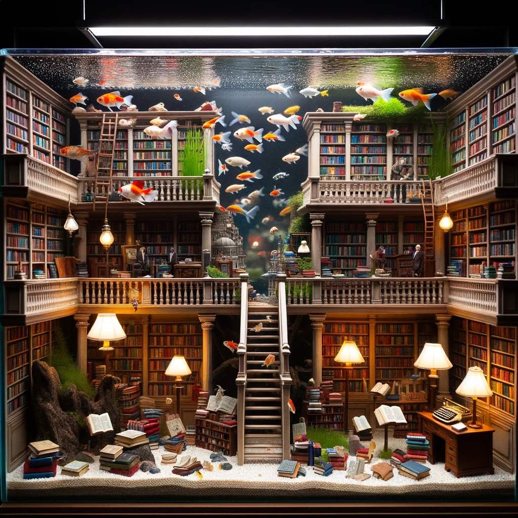 31. Library-Themed Aquarium