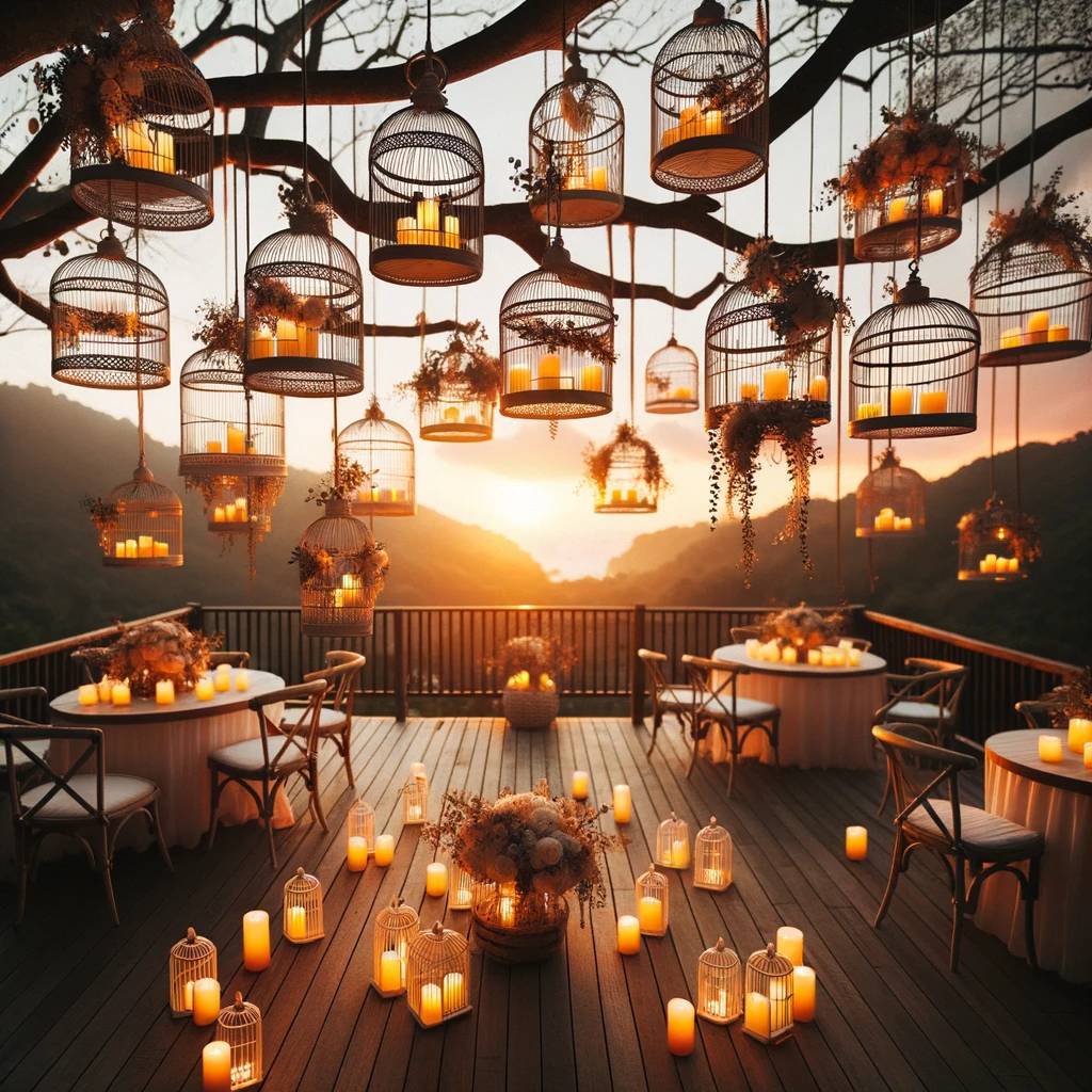 37. Sunset Birdcage Lanterns