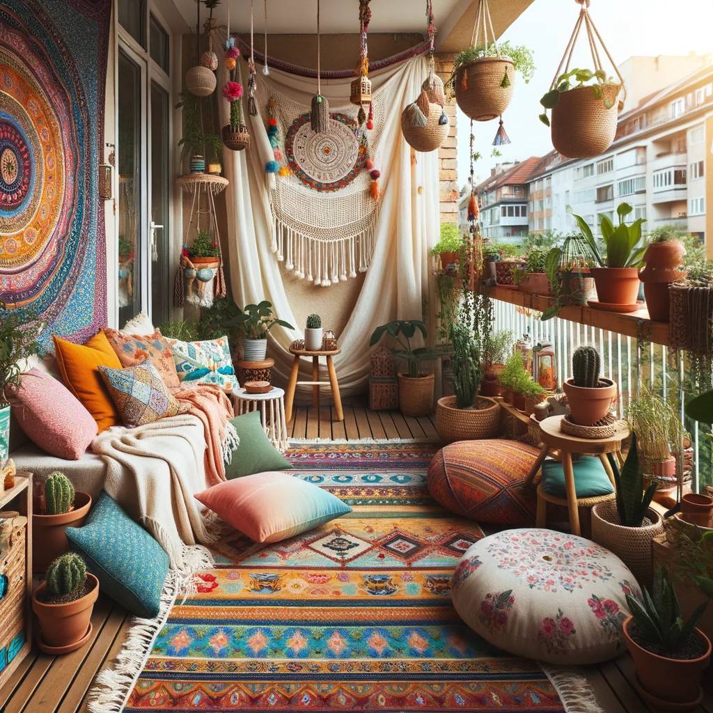 39. Boho-Chic Balcony Bliss