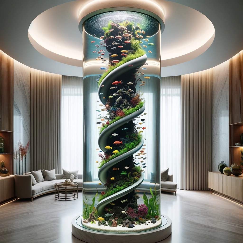 8. Cylindrical Column Aquarium